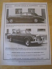 FRANK DALE AND STEPSONS ROLLS ROYCE SILVER CLOUD BENTLEY 1977 ADVERT A4 FILE 30