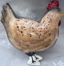 RETRO WALL HANGING CERAMIC GLAZED PLAQUE HENRIETTA CHICKEN LIGHT BROWN ROOSTER