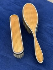 1920s Art Deco Orange Enamel Vanity Brush and Matching Clothes Brush