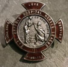 Good Scarce 1949 Hallmarked Silver East Suffolk Hospital Nurses League Pin Badge