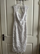 Lipsy Dress White VIP Collection Size U.K. 6 Lace Overlay (read Description)