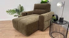 Sample Fabric Chaise Power Motion Back Large Full Back in Relaxed Chenille Olive