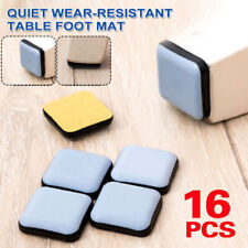 16 x Square Furniture Gliders Self Adhesive Teflon Sliders Floor Mover Pads Grey