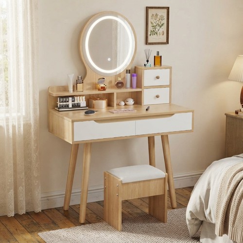 Compact oak vanity set with - set,