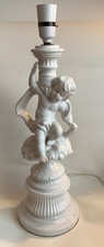 Vintage Large Mcm Nymph Cherub White Ceramic Table Lamp Light Lighting H48cm
