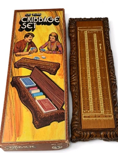 Vintage cribbage board set - vintage, w