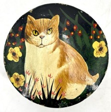 Vintage SMALL PAPIER MACHE CAT BOX - Most Likely Indian