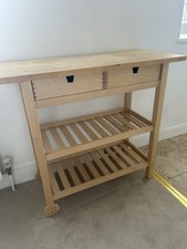 IKEA FÖRHÖJA Kitchen Trolley – Birch Wood 100x43cm Storage Island with Wheels