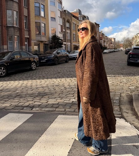 Vintage brown long - l, fur
