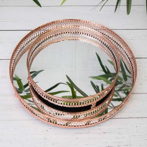 Copper rose gold round mirror - rose,
