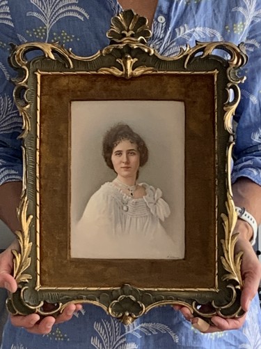 Framed antique kpm lady - framed,