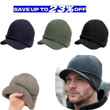 Mens Peaked BEANIE HAT Ear