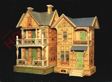 Picture Postcard_ Dolls House, American Lithographed Paper on Wood Dolls' Houses