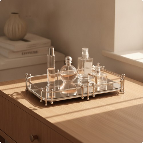 Mirrored tray polished vanity - mirrored,