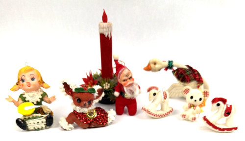 Vintage flocked felt christmas - flocked,