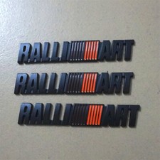 3x Black Orange Matte RALLI ART Metal Decal Sticker Badge Emblem Sport 3D Engine