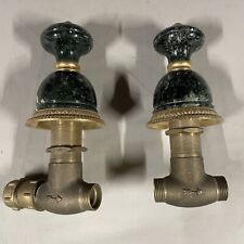 Vintage Brass And Marble Bath Taps Through Valve Large Beautiful Green Marble 