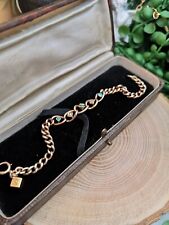 Rare Antique 9ct Gold Curb Bracelet Turquoise Seed Pearl & Jade Edwardian Old