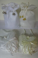 Ivory or white organza dolly bags or heart lace bag wedding communion bridesmaid