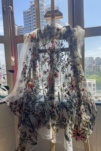 Floral embroidery lace fabric - floral,