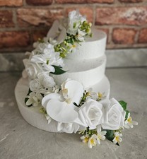 Cake Topper X 3, White Faux