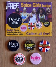 5 SPICE GIRLS BADGES SPORTY