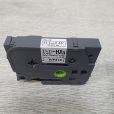 Brother P Touch HSe231 Heat Shrink Tube 11.7mm Black Ink White Tape -G1