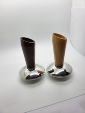 Salt and Pepper pod grinder set pewter and wood.