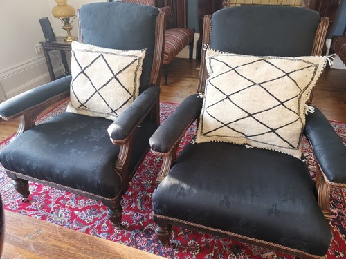 Pair reupholstered mahogany - pair, of