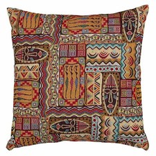 Traditional African Style Tapestry Cushion. Tribal Mask 17x17" Tapestry Cushion.