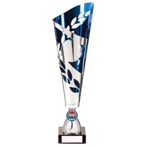 Silver blue presentation cup - silver, /