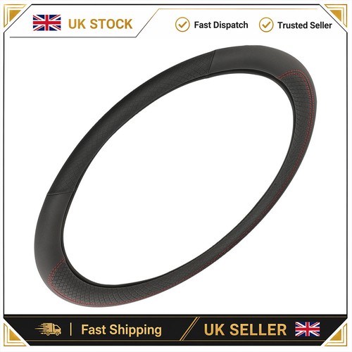 Black leather car steering - black,