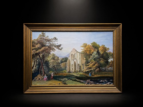 Large framed landscape oil - large,