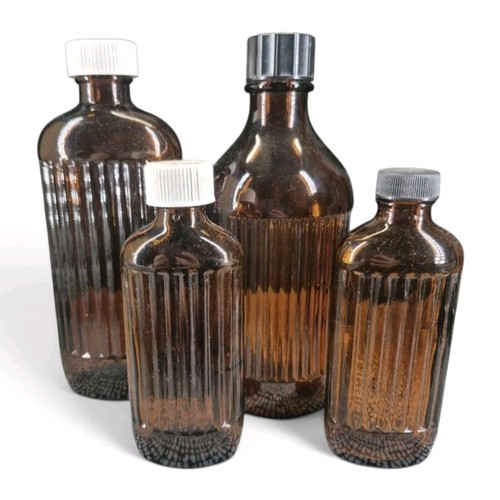 Vtg amber glass poison - vtg, bottles