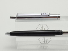 Vintage Papermate Profile Black & Chrome Ballpoint Pen, CT, Blue Ink  *MINT*
