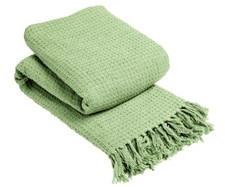 100% Cotton Lisbon Plain Throw For Sofa Bed Settee Cover Tasseld Woven Bedspread