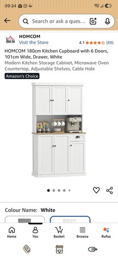 White kitchen dresser homcom - dresser,