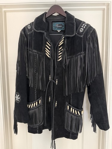 Black suede leather fringe - suede,