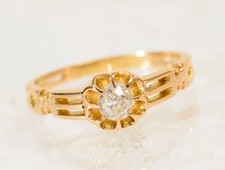 Antique Victorian 18ct Gold & Old Cut Diamond Solitaire Engagement Ring c.1880