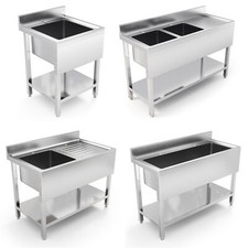 Catering Sink Stainless Steel Commercial Kitchen Restaurant Lower Storage Shelf