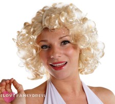 1950'S FILM STAR BLONDE CURLY WIG HOLLYWOOD CELEBRITY FANCY DRESS COSTUME HAIR