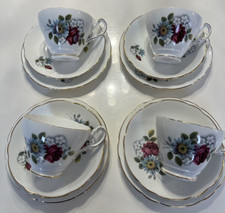 42*  vintage JACKSON & GOSLING Grosvenor China  “Roses” 4 X Trios