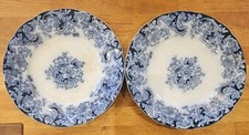 Two Ormonde Pattern Flow Blue Plates by Alfred Meakin 1891-1897