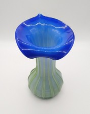 Vintage Pulpit Vase Glass Blue