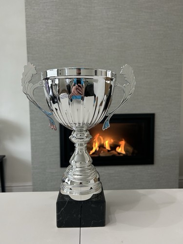 Large silver award trophy - silver,