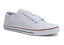 Mens White Plimsolls Canvas Trainers Plimsolls Pumps Shoes Size 7 8 9 10 11 12