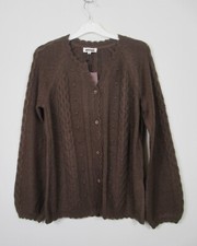 Mistral bobble trim notch neck cardigan Chocolate Brown Size 8 - 14 RRP £62.99