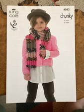 Girls Knitting Patterns Chunky Scarf Hat Headband & Welly Toppers 4yrs-Adult