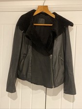All Saints Spitalfields Women’s Black Leather Biker Style Jacket Size 10