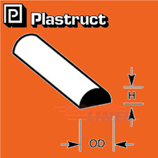 SOLID HALF ROUND ROD range styrene plastic polystyrene MRH 0.75-6.4mm PLASTRUCT